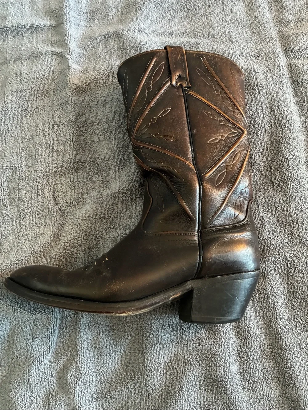 ACME Men's Dark Brown Leather Western Pull-On Boots